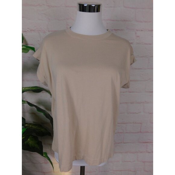 A New Day Beige Cotton Modal Relaxed Fit T-Shirt Soft Neutral Basic - Picture 1 of 10